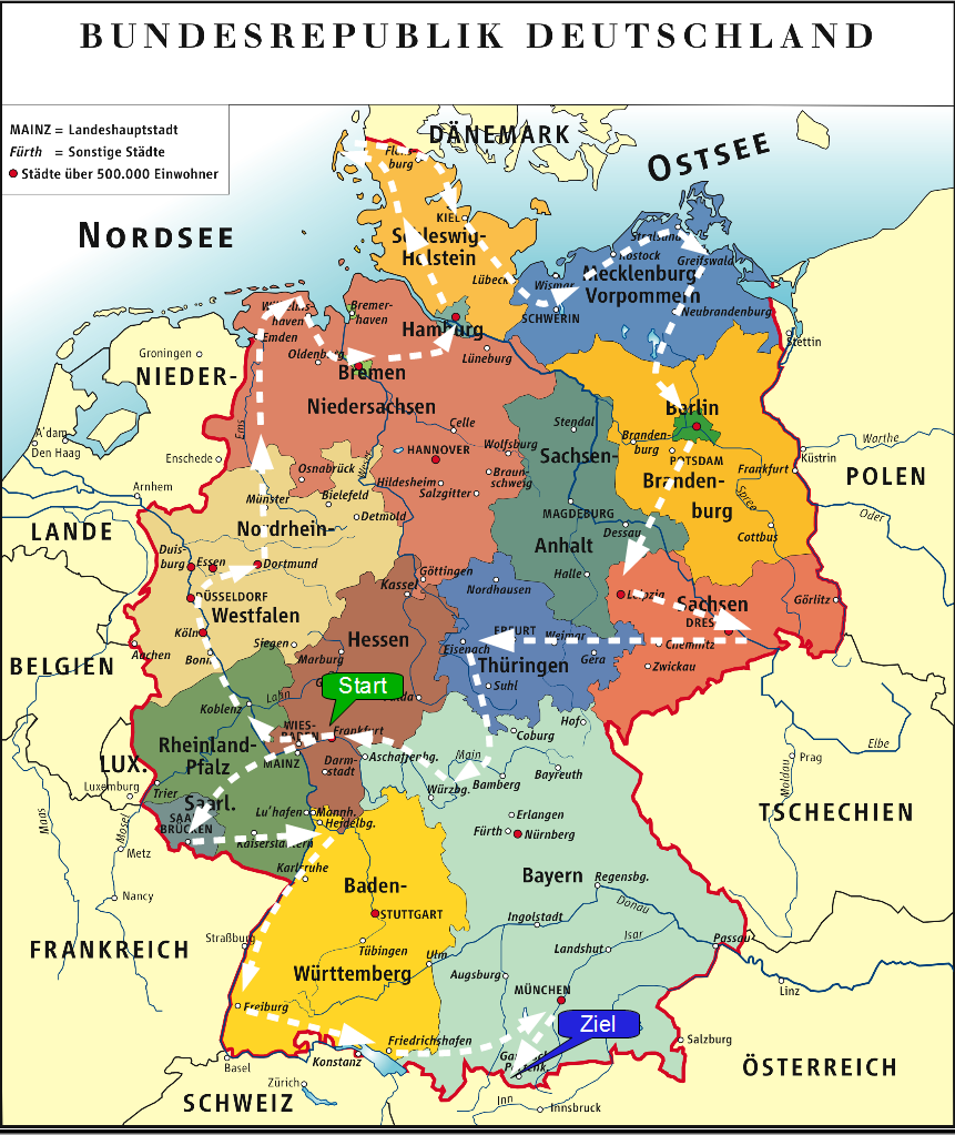 Deutschlandkarte Streckenpfeilen 2